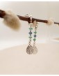 Boucles d'oreilles pendantes en argent émeraude et saphir Aloe Bijoux