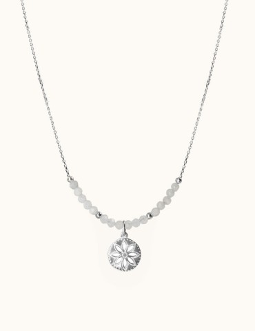Collier floral en argent et pierre de lune Aloe Bijoux
