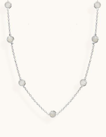 Collier en argent chaine avec pierres de lune Aloe Bijoux
