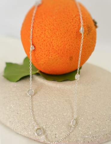 Collier en argent chaine avec pierres de lune Aloe Bijoux