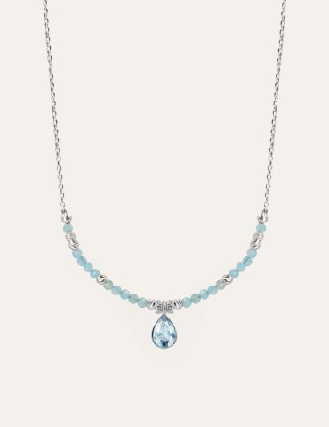Collier amazonite et goutte en topaze bleue Aloe Bijoux