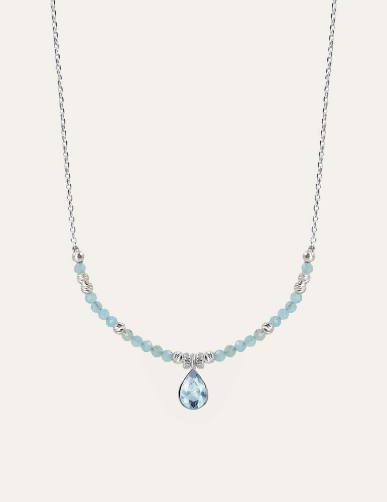 Collier amazonite et goutte en topaze bleue Aloe Bijoux Collier amazonite et goutte en topaze bleue Aloe Bijoux