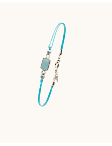 Bracelet cordon argent et amazonite Aloe Bijoux