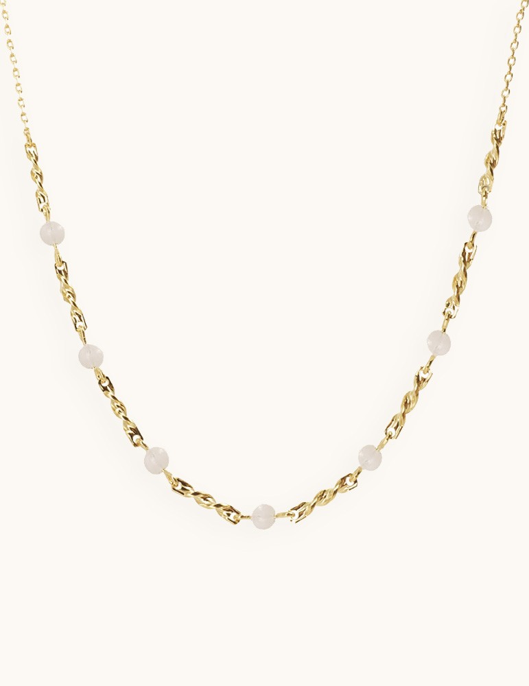 Collier torsadé plaqué or et pierre de lune Aloe Bijoux Collier torsadé plaqué or et pierre de lune Aloe Bijoux