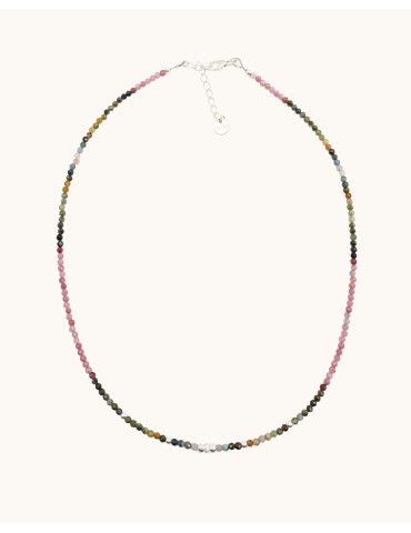 Collier en argent et tourmalines roses et vertes Aloe Bijoux
