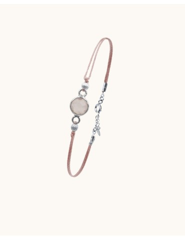 Bracelet cordon Argent et Quartz rose Aloe Bijoux