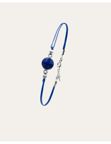 Bracelet cordon argent et lapis lazuli Aloe Bijoux
