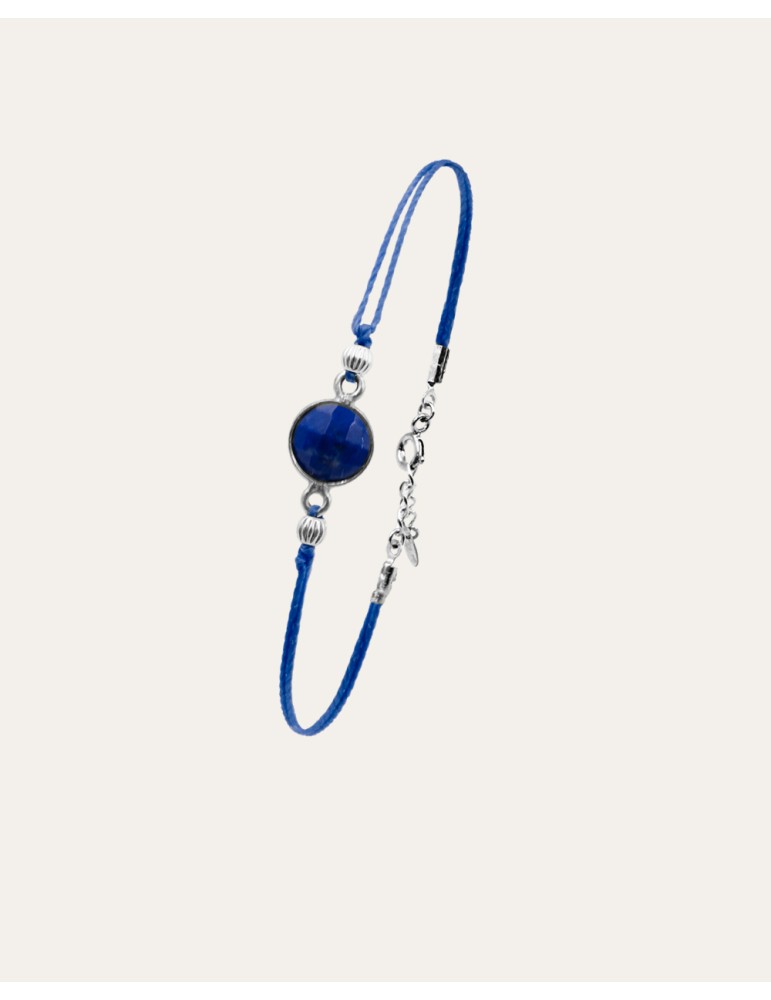 Bracelet cordon argent et lapis lazuli Aloe Bijoux Bracelet cordon argent et lapis lazuli Aloe Bijoux