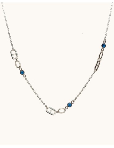 Collier cyanite et maille marine en argent Aloe Bijoux