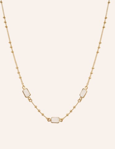 Collier pierres de lune rectangles en plaqué or Aloe Bijoux