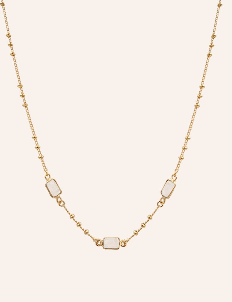 Collier pierres de lune rectangles en plaqué or Aloe Bijoux Collier pierres de lune rectangles en plaqué or Aloe Bijoux