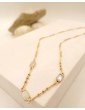 Collier pierres de lune rectangles en plaqué or Aloe Bijoux