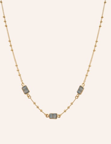 Collier Labradorites rectangles en plaqué or Aloe Bijoux