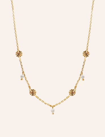 Collier pastilles soleil et perles de culture Aloe Bijoux