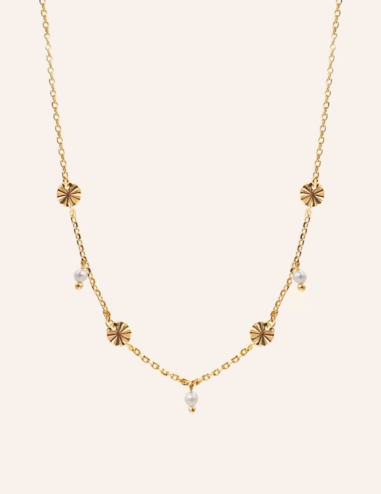 Collier pastilles soleil et perles de culture Aloe Bijoux