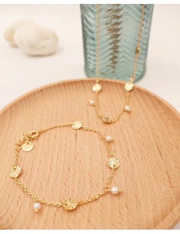 Collier pastilles soleil et perles de culture Aloe Bijoux