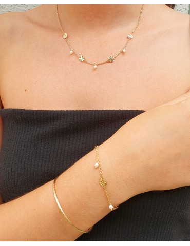 Collier pastilles soleil et perles de culture Aloe Bijoux