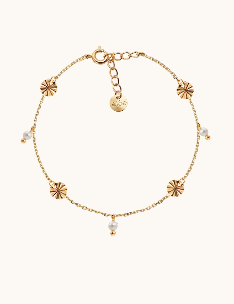 Bracelet pastilles soleil et perles de culture Aloe Bijoux Bracelet pastilles soleil et perles de culture Aloe Bijoux