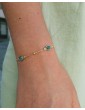 Bracelet plaqué or 3 émeraudes ovales Aloe Bijoux