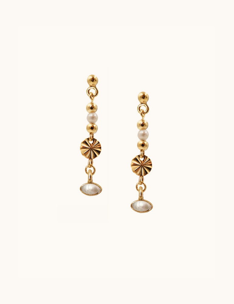 Boucles d'oreilles soleil et perle de culture Aloe Bijoux Boucles d'oreilles soleil et perle de culture Aloe Bijoux