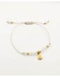 Bracelet cordon pierre de lune avec médaille en plaqué or Aloe Bijoux