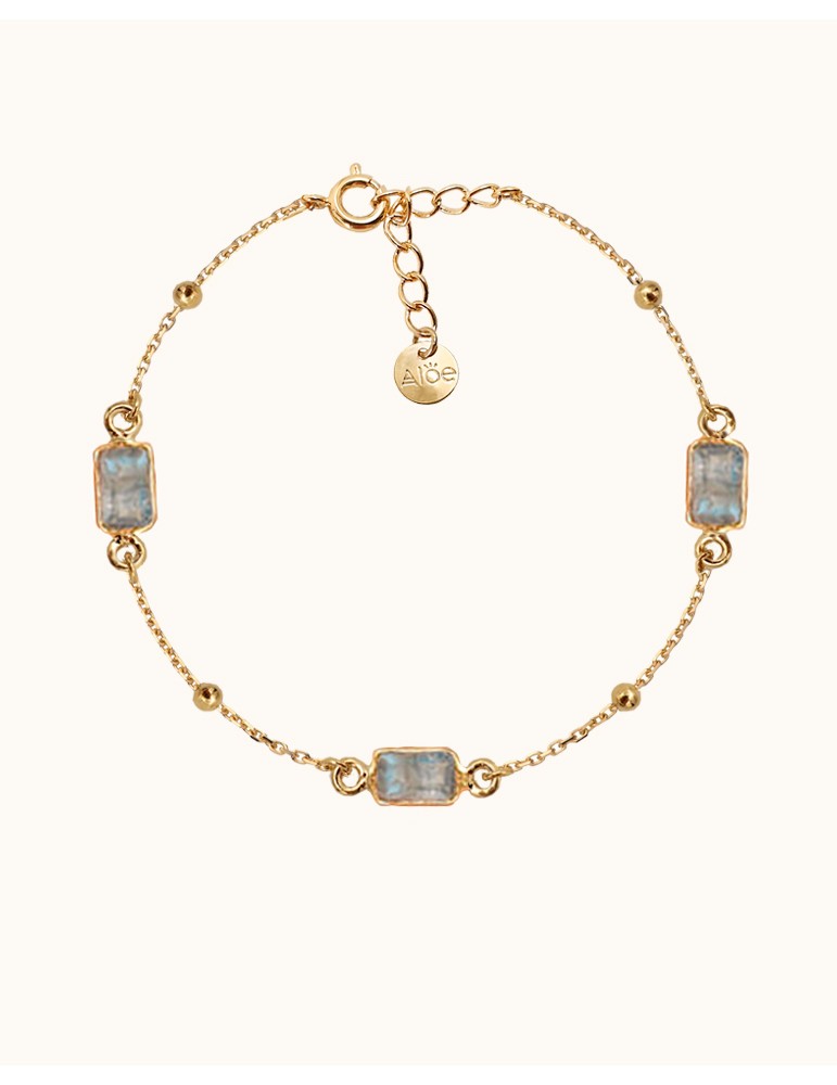 Bracelet 3 Labradorites Rectangulaires en Plaqué Or Aloe Bijoux