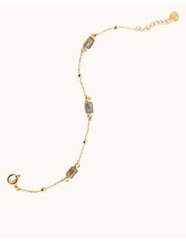 Bracelet 3 Labradorites Rectangulaires en Plaqué Or Aloe Bijoux