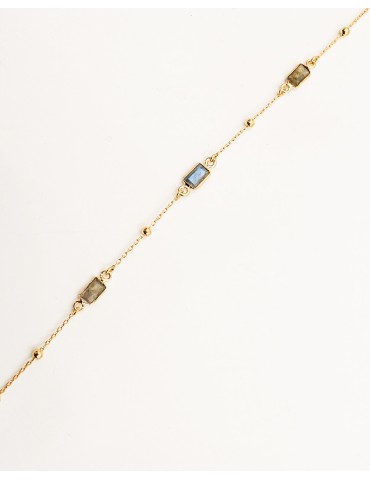 Bracelet 3 Labradorites Rectangulaires en Plaqué Or Aloe Bijoux