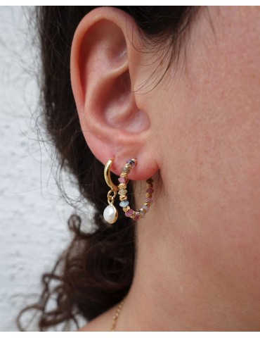 Créoles Tourmalines Multicolores en Plaqué Or Aloe Bijoux