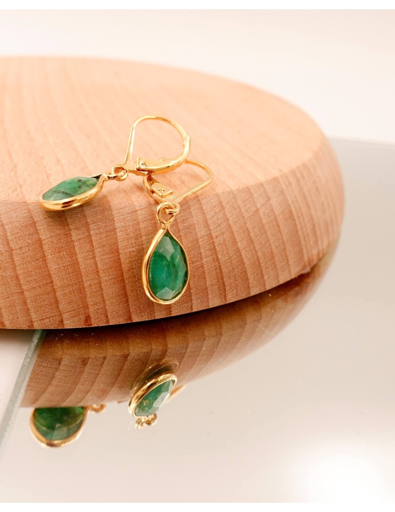 Dormeuses émeraudes Aloe Bijoux