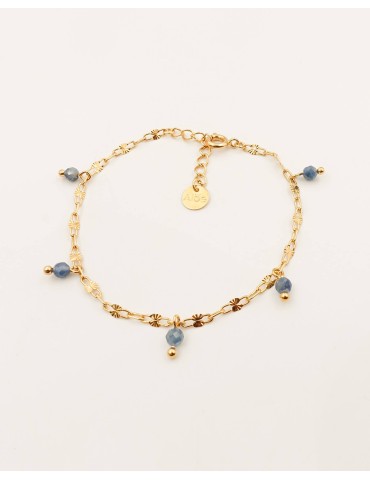 Bracelet en Plaqué Or avec 5 Saphirs en Pampille Aloe Bijoux