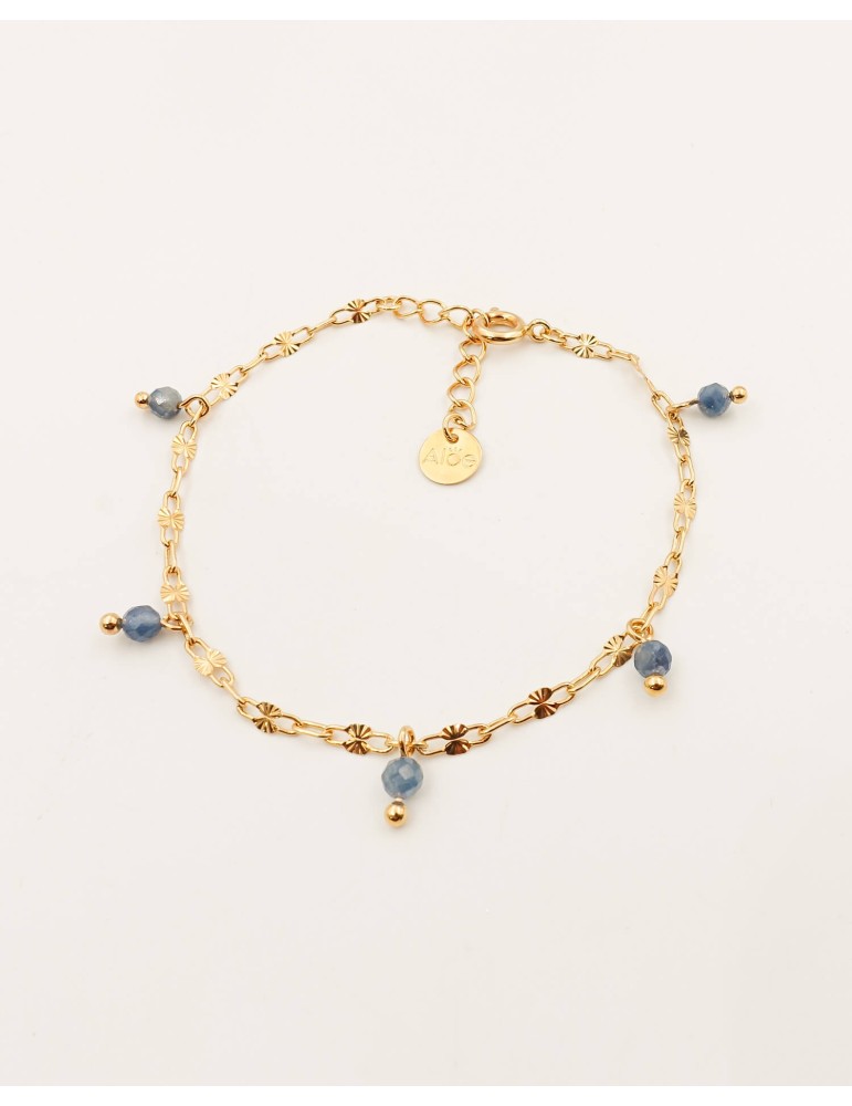 Bracelet en Plaqué Or avec 5 Saphirs en Pampille Aloe Bijoux