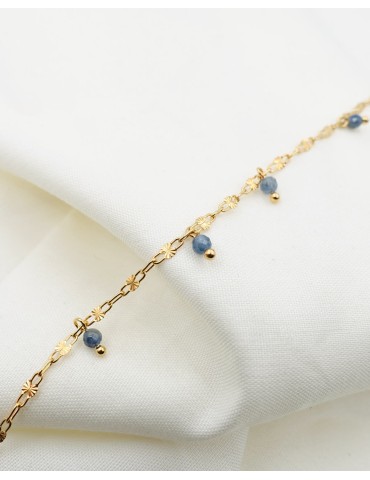 Bracelet en Plaqué Or avec 5 Saphirs en Pampille Aloe Bijoux