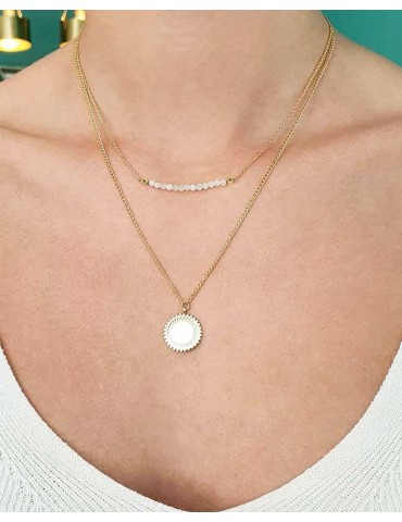 Collier barrette de pierres de lune Aloe Bijoux