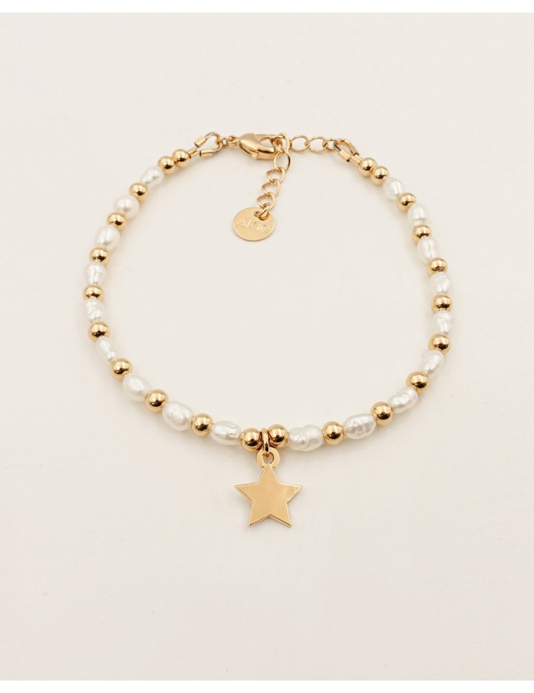 Bracelet Perles Baroques d’Eau Douce et Étoile en Plaqué Or – Stella Aloe Bijoux
