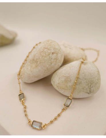 Collier Labradorites rectangles en plaqué or Aloe Bijoux