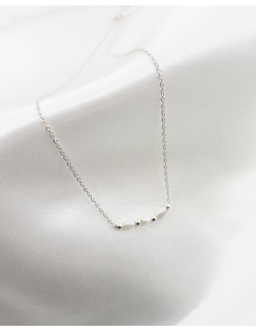 Collier Chaîne Plaqué Or ou Argent & 3 Perles Baroques d’Eau Douce Aloe Bijoux