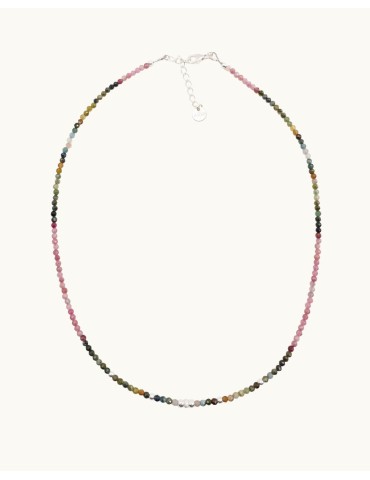 Collier en argent avec tourmalines roses et vertes Aloe Bijoux