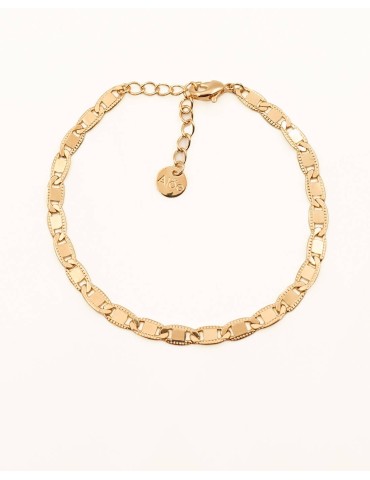 Bracelet Maille Marine Ciselée en Plaqué Or Aloe Bijoux