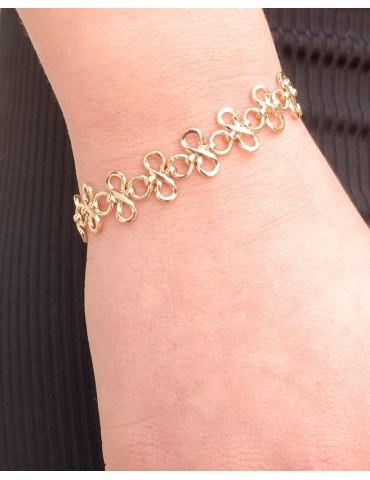 Bracelet Maille Trèfle Volumineux en Plaqué Or Aloe Bijoux