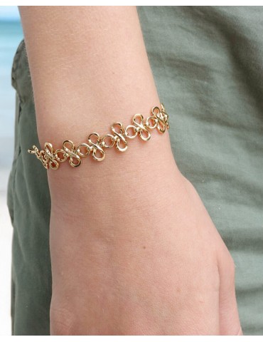 Bracelet Maille Trèfle Volumineux en Plaqué Or Aloe Bijoux