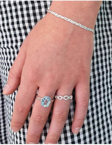 Bague en Argent avec Topaze bleue "Alice" Aloe Bijoux