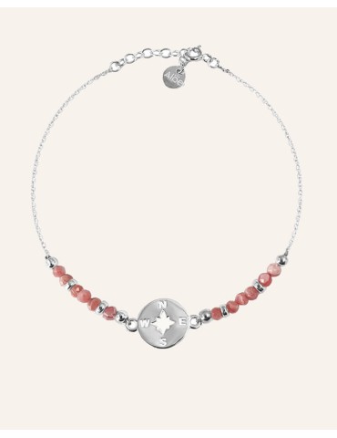 Bracelet Rose des vents rhodochrosite et argent Aloe Bijoux