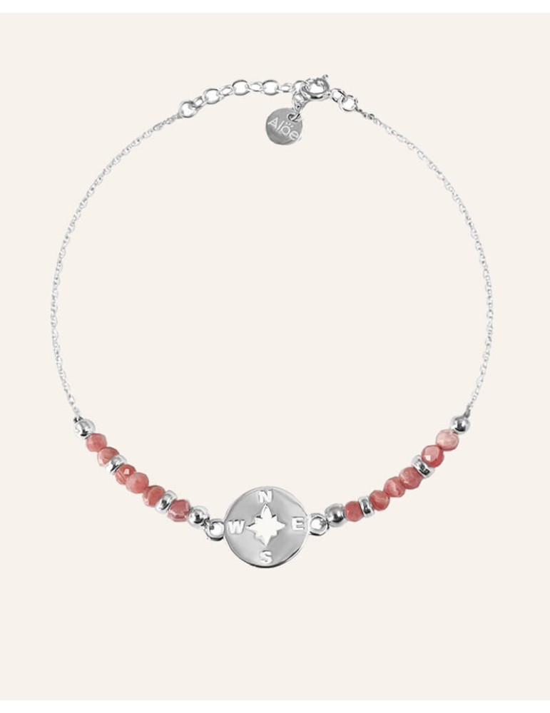 Bracelet Rose des vents rhodochrosite et argent Aloe Bijoux
