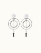 Boucles d’Oreilles Doubles Cercles en Argent 925 et Spinelle Noir