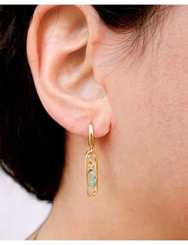 Boucles d’oreilles plaqué or avec topaze bleue – Melina Aloe Bijoux