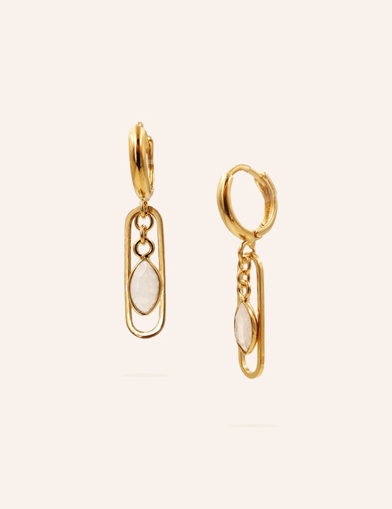 Boucles d’oreilles plaqué or avec topaze bleue – Melina Aloe Bijoux