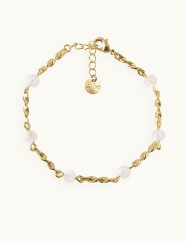 Bracelet torsadé Plaqué Or et Pierre de Lune Aloe Bijoux