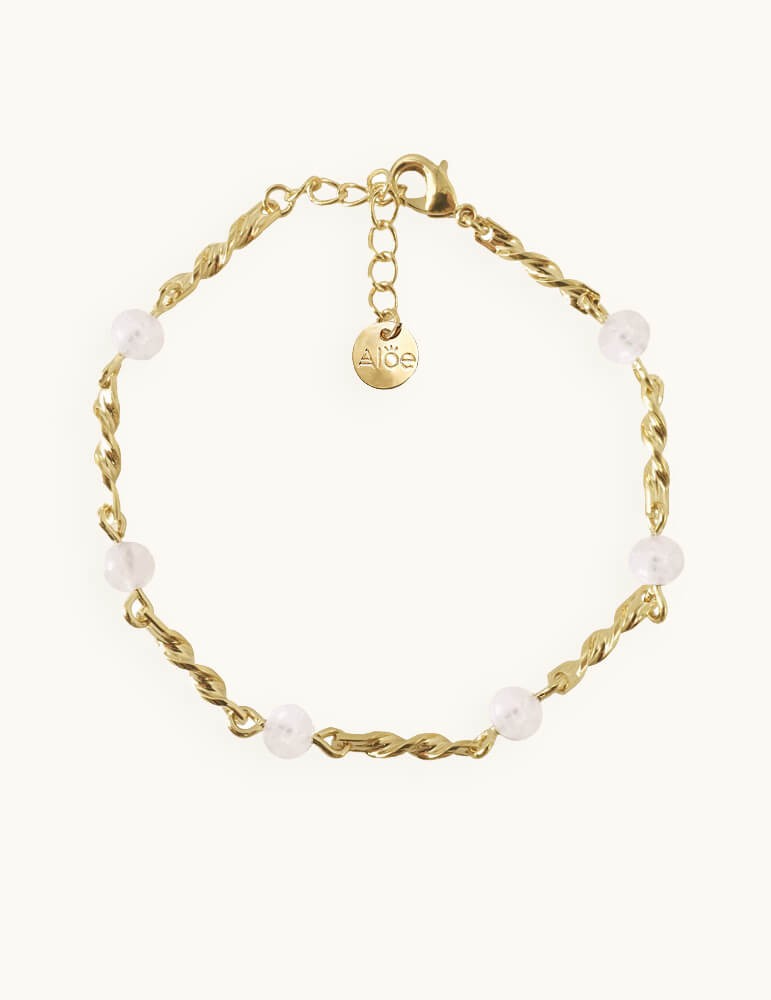 Bracelet torsadé Plaqué Or et Pierre de Lune Aloe Bijoux