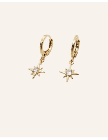 Mini Créoles avec Pendant Étoile en Plaqué Or Aloe Bijoux